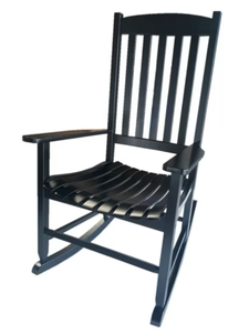 lot 336 image: LOT OF 1 Mainstays Outdoor Wood Porch Rocking Chair, Black  (Missing Instructions. Maybe Missing Hardwear)