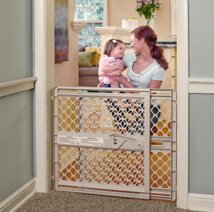 lot 222 image: Toddleroo by North States - Supergate Ergo Baby Gate Plastic Baby Gate for Stairs & Doorways - Adjustable Indoor Safety Gate - Made in USA - 26 to 42 Inches Wide - 26 Inches Tall - Sand