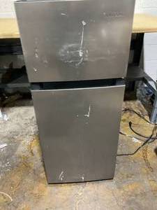 lot 284 image: Vissani 4.5 cu. ft. 2-Door Mini Refrigerator in Platinum Steel with Freezer