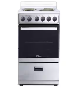 lot 158 image: Premium LEVELLA 20 in. 2.1 cu. ft. 4-Burner Single Oven Electric Range with Storage Drawer in Stainless