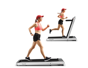 lot 55 image: Gymax 2 in 1 Folding Treadmill 4.75HP Running Machine w APP & Remote Control Silver