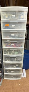 lot 68 image: Lanyards and eyewear retainers in 9 plastic storage stacking drawers