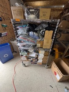 lot 72 image: Hot Dog Fork, Charge blocks, car charger kit, earbuds wmic, sweatshirts, caps, Fujima cases, LitezAll