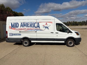 lot 10A image: 2017 Ford 350 Transit Van with built-in shelving.