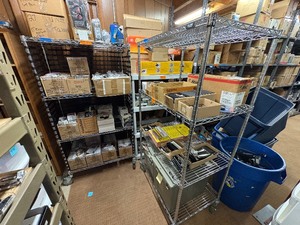 lot 170 image: 2 NSF Metal rolling shelves, H 69 x 2 x 3