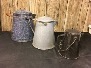 lot 253 image: Enamelware Coffee Pots