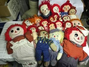 lot 441 image: Antique Raggedy Anne  Andy Dolls