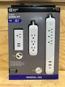 lot 34 image: 4 ft. Multiple Outlet and Wall Mounted Surge Protector Set (3-Pack)