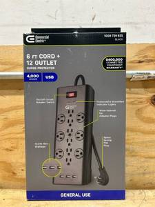 lot 85 image: Commercial Electric 6ft Cord  12 Outlet