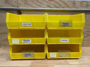 lot 96 image: ULINE Yellow Plastic Stackable Bins (lot of 6)