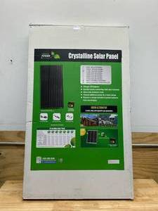 lot 97 image: 110-Watt Polycrystalline Solar Panel with 300-Watt Power Inverter and 11 Amp Charge Controller