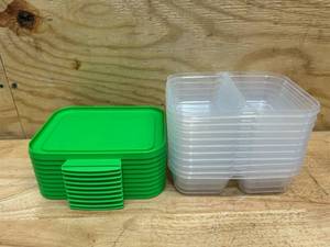 lot 126 image: Sistema Nest It Meal Prep Food Storage Containers with Lids, 2 Compartments, 3.7 Cups, Plastic, 10-Pack, Green