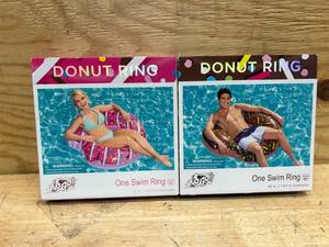 lot 177 image: H2OGo Bestway Inflatable Donut Swim Tubes  Pool Floats for Kids and Adults  Floaties for Water Party, River, Lake,  Set of 2 Donut Designs Inner Tube Floats with 2 Heavy Duty Handles 39