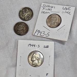 lot 15 image: 5-Silver Jefferson 5c