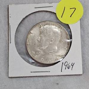 lot 17 image: 1964 Kennedy 50c Silver