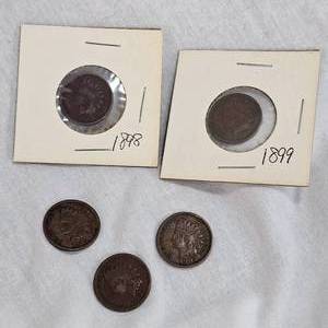 lot 19 image: 5-Indian Head Pennies