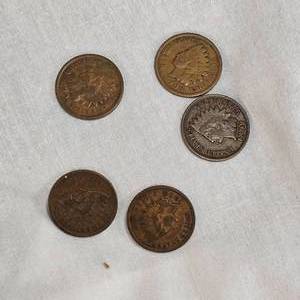 lot 22 image: 5-Indian Head Pennies