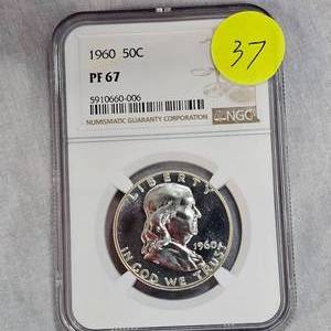 lot 37 image: 1960 Franklin 50c NGC PF67