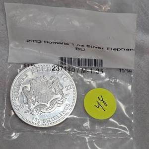 lot 48 image: 2022 Somalia 1oz, Silver Elephant