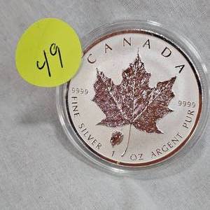 lot 49 image: 2018 Canada $5 Maple Leaf 1oz, .999