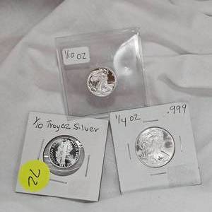 lot 72 image: (2) 110 Troy oz and (1)14 Oz Silver Rounds