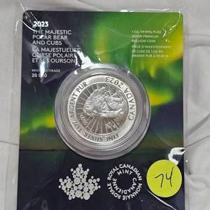 lot 74 image: 2023 Majestic Polar Bear 1oz, .999