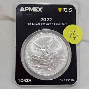 lot 76 image: APMEX 2022 Mexican Liberated 1oz
