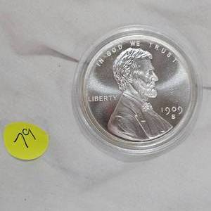 lot 79 image: 1909 Goden State Mint 2 Troy oz, .999 Silver Penny