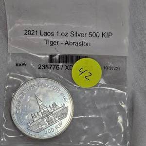 lot 42 image: 2021 Laos 1oz Silver Tiger