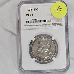 lot 83 image: 1962 Franklin 50c NGC PF66