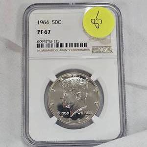 lot 85 image: 1964 Kennedy 50c NGC PF67