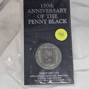 lot 90 image: 150th Anniversary Penny Black Stamp Coin
