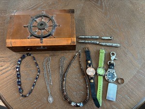Jewelry Box with Assorted Jewelry and More