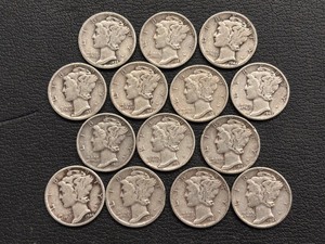 lot 87 image: Mercury Silver Dimes