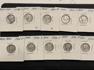 lot 98 image: Mercury Silver Dimes