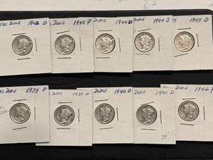 lot 99 image: Mercury Silver Dimes