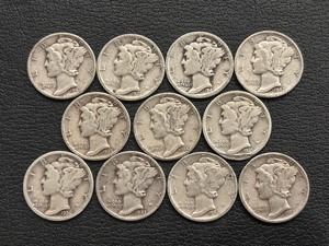 lot 49 image: Mercury Silver Dimes