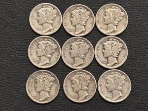 lot 53 image: Mercury Silver Dimes