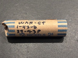 lot 59 image: Jefferson Silver War Nickel Roll