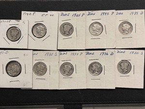lot 73 image: Mercury Silver Dimes