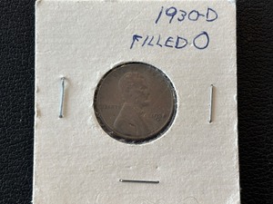 lot 19 image: 1930-D Lincoln Cent Filled 0