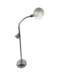 lot 8 image: Retro Cool Chrome Adjustable Gooseneck Floor Lamp Exam Light - In Great Condition