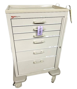 lot 11 image: WOW MSRP $5000 Metro Basix Plus 6-Drawer Compact Medication Cart - Drawers Can Be Locked With Side Panel Excellent Condition