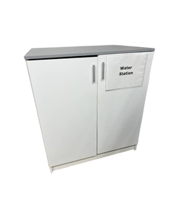 lot 45 image: Double Door 2-Shelf Water Station Storage Cabinet - Good Condition Has Wear To Base On Left Side...
