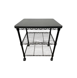 lot 49 image: Three-Tier Rolling Utility Cart - Easy Transportation, Built-In Cutting Surface, Undercounter Storage Racks - Great Condition