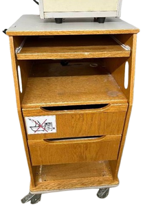 lot 59 image: Computer Standing Desk with 2-Drawer Supply Storage - Keyboard Tray, Good Space for Monitor, Ergonomic - Great Condition