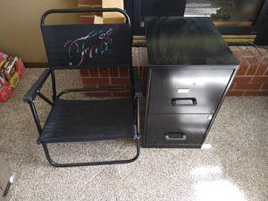 lot 22 image: 2-Drawer File Cabinet & Folding Chair