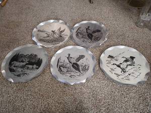 lot 23 image: (5) Stainless Decorative Art Trays