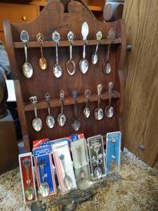 lot 71 image: Collectible Spoons on Rack