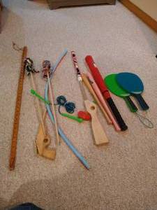 lot 168 image: Variety Lot - Pop Gun, Mini Baseball Bats, Etc